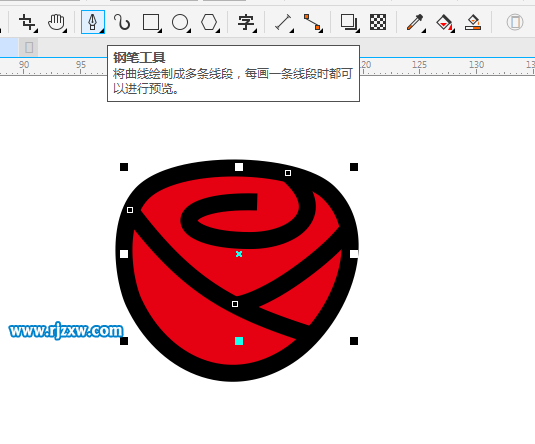 CDR钢笔工具绘制玫瑰简笔画