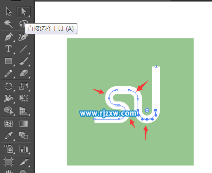 AI钢笔工具倒圆角设计SJ标志
