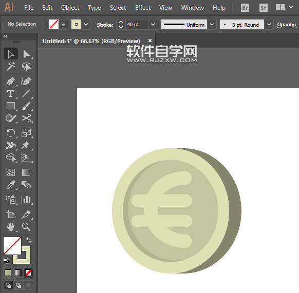 ai怎么画欧元标识？
