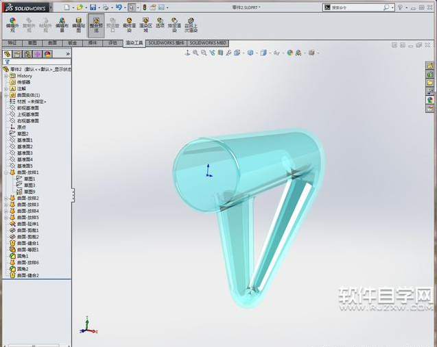 solidworks曲面玻璃管的绘制方法