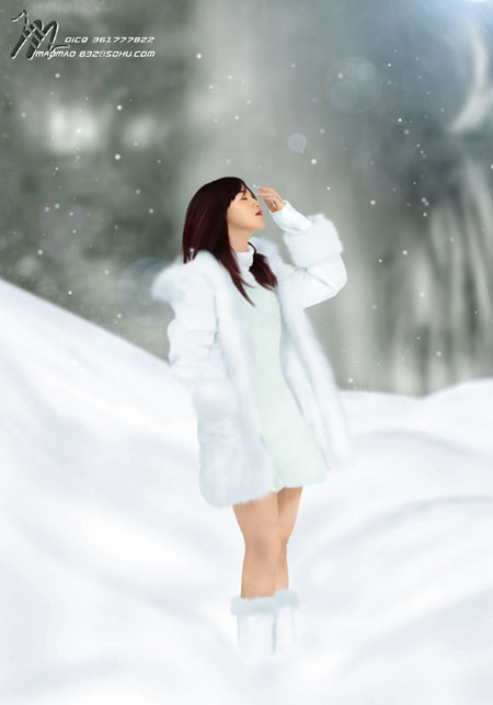 PS手绘雪景美女