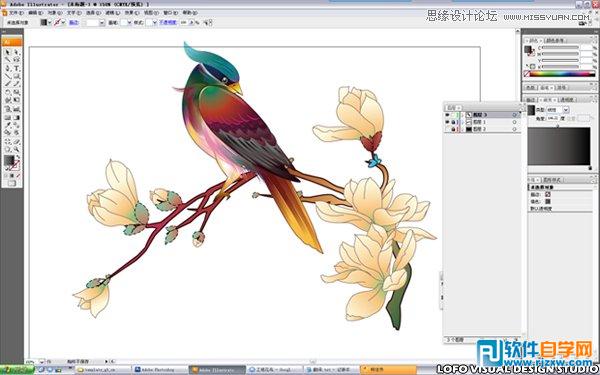 ai绘制花鸟画