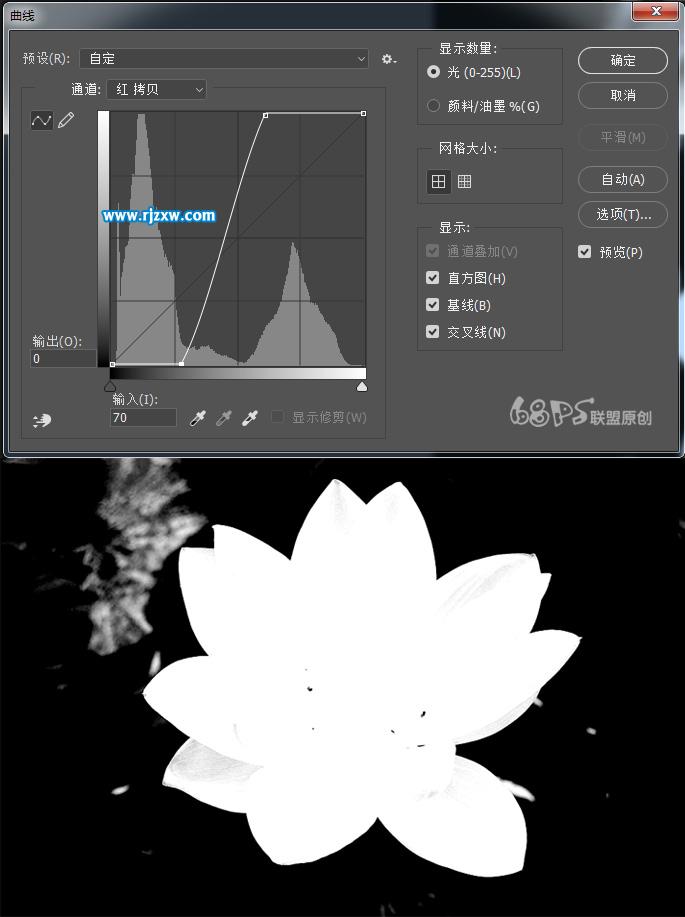 用PS曲线快速抠出荷花