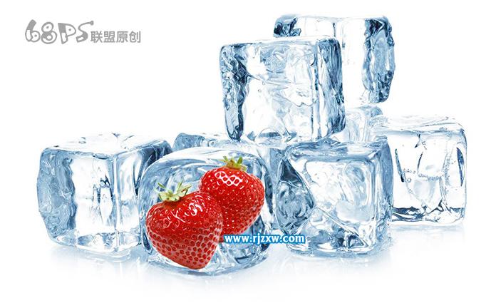 ps怎么把水果到冰块里
