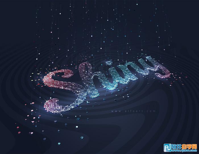 PS制作绚丽霓虹灯效果的打散文字