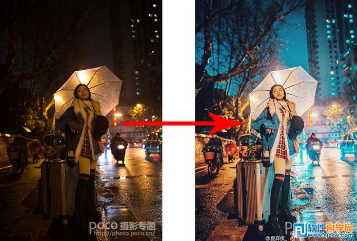 PS如何调亮夜景曝光不足的人像照片