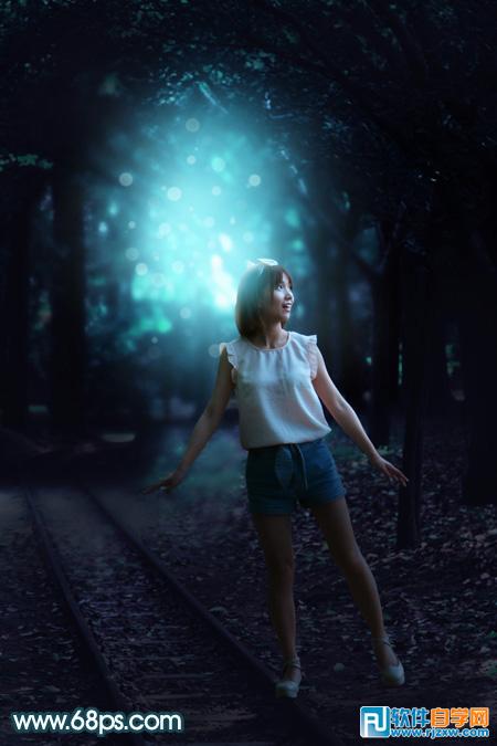 PS打造梦幻人物的暗青色逆光效果