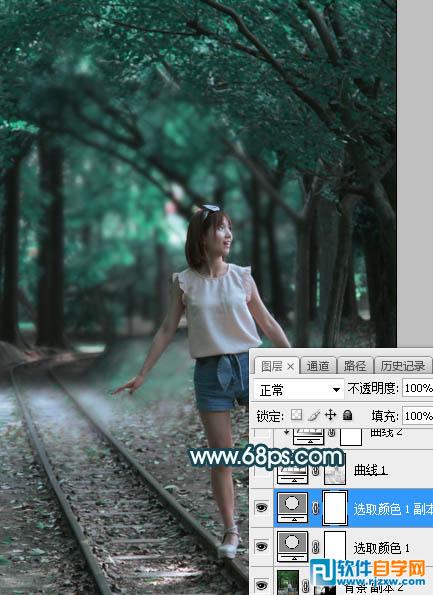 PS打造梦幻人物的暗青色逆光效果